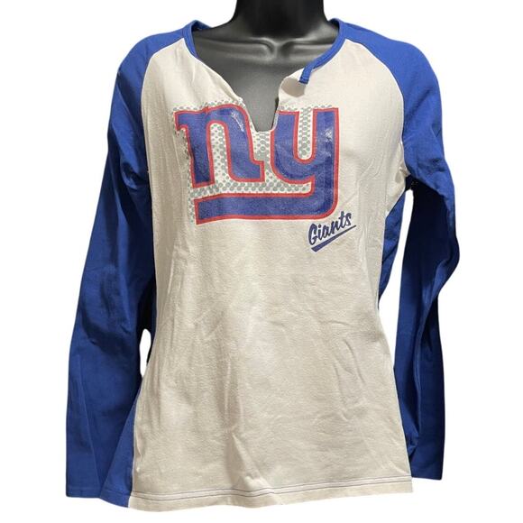Reebok New York Giants White & Blue Long Sleeve T-Shirt - Picture 1 of 7